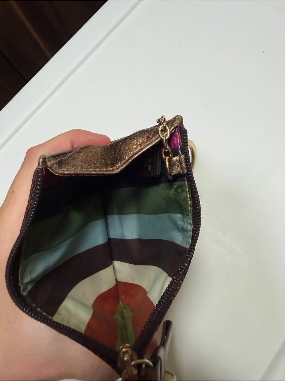 Coach Brown Signature Cardholder Key Ring